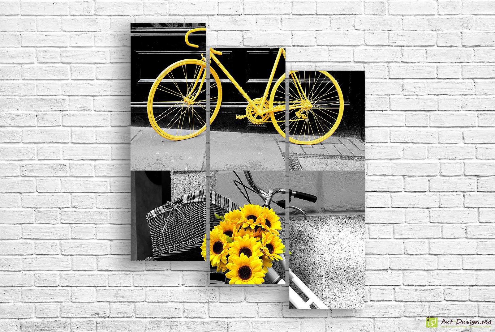 Imagine modulară - Galben pe alb-negru