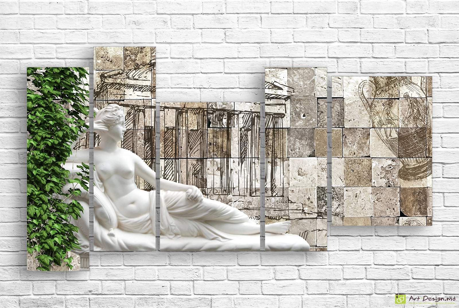 Modelul modular - Statuia unei femei în fundalul unui desen