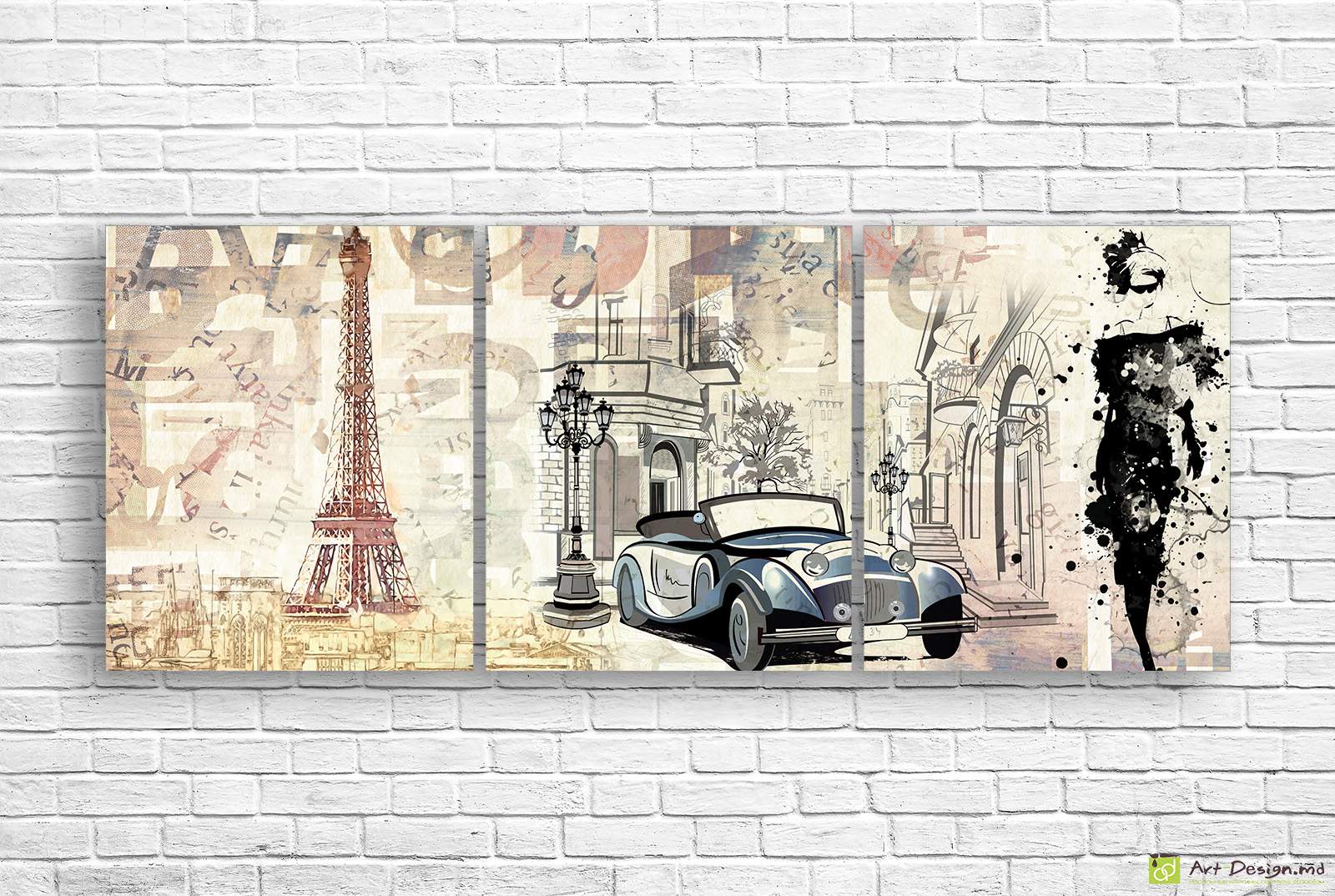Модульная картина - Рисованный Париж и мода