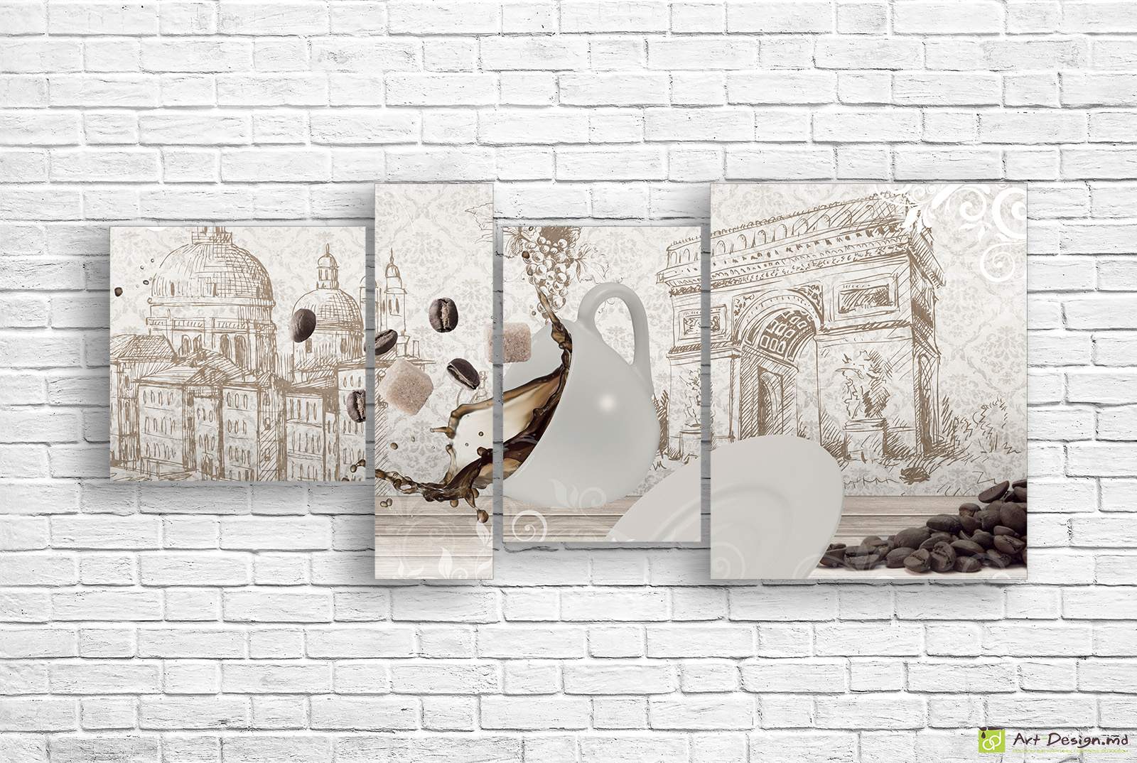 Imaginea Modulara - O ceașca de cafea pe fundalul unui desen