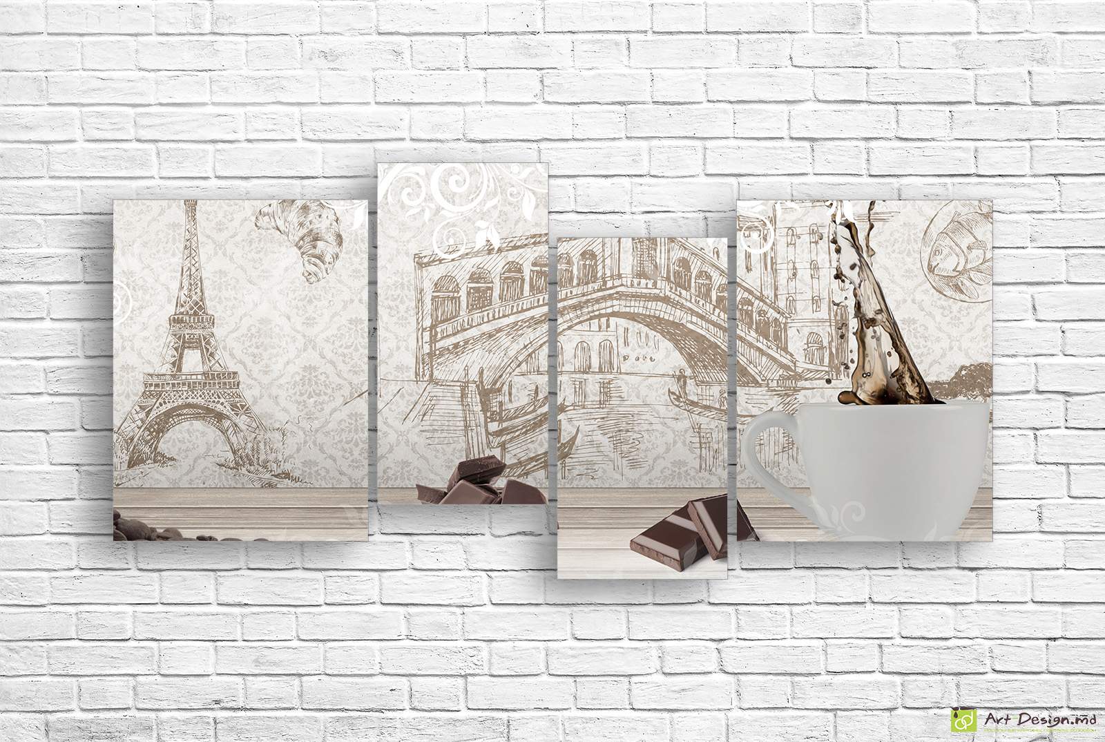 Модульная картина - Чашка кофе и шоколад