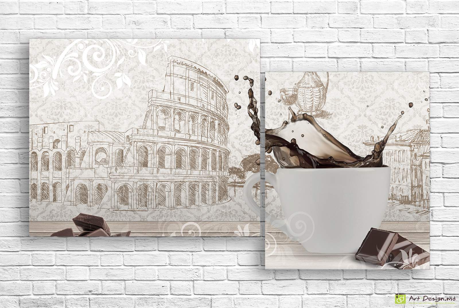 Модульная картина - Чашка кофе и шоколад_2