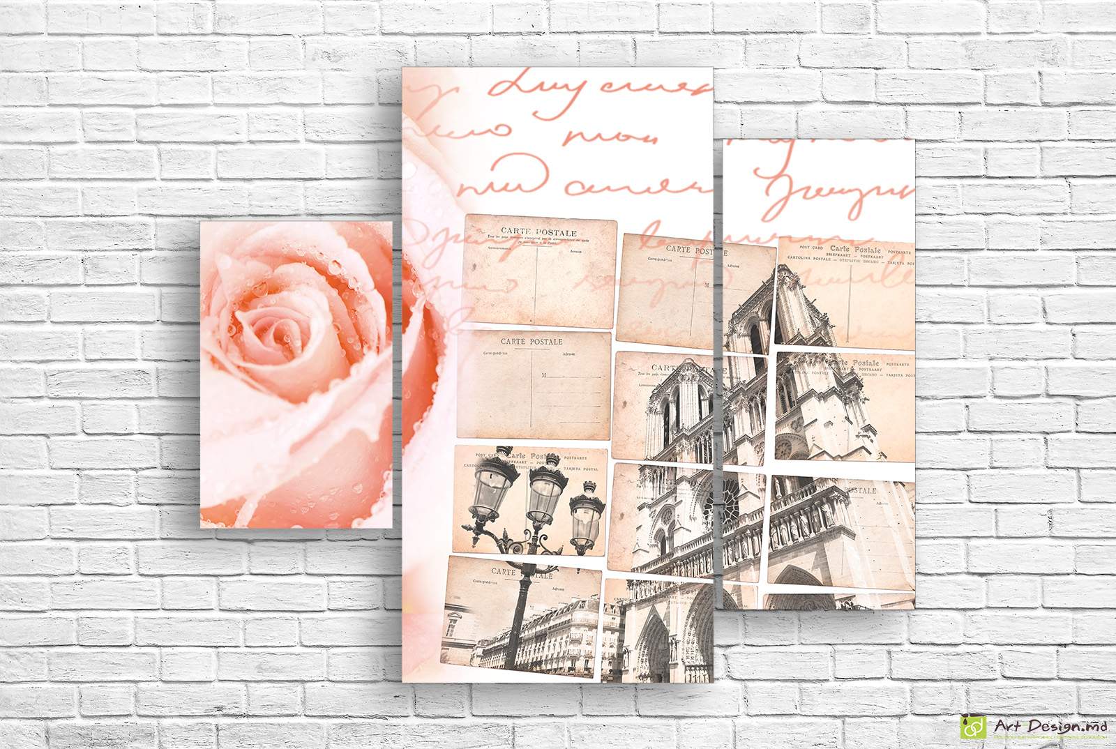 Imagine modulară - Cărți poștale din oraș și trandafiri