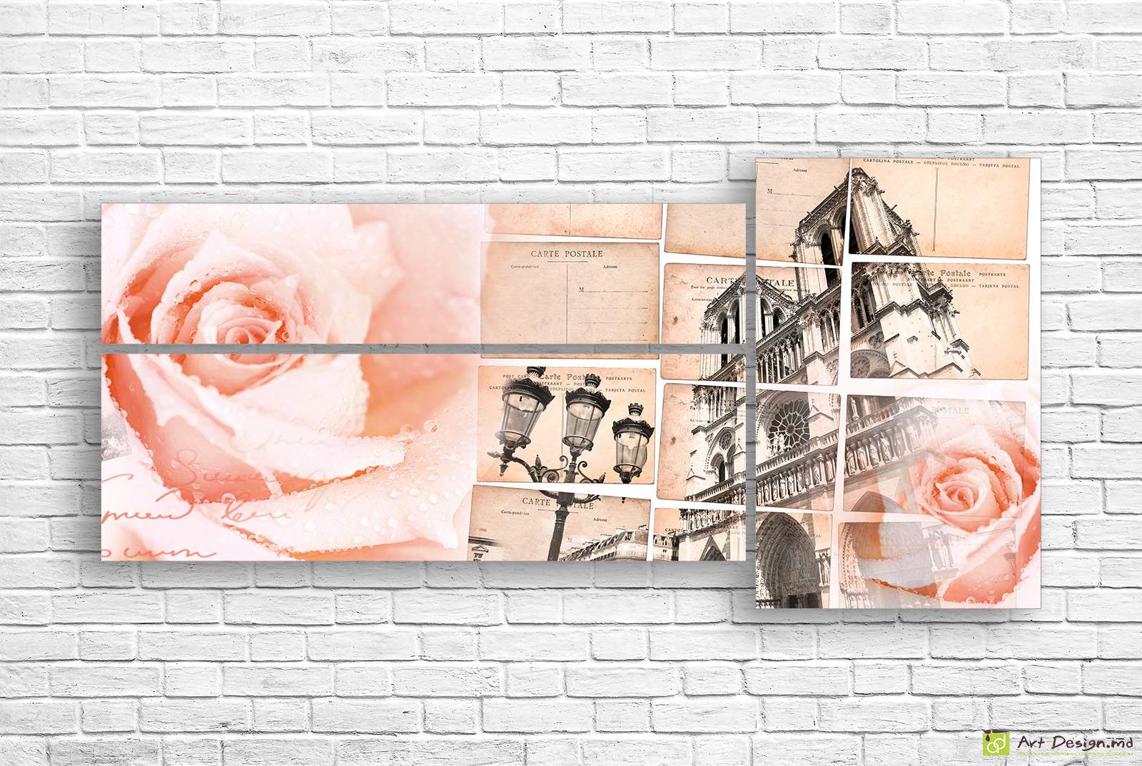 Imagine modulară - Retro Paris și trandafiri_2
