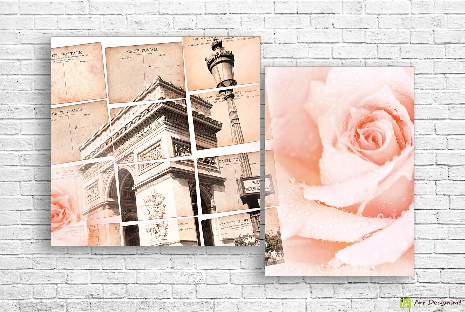 Модульная картина - Ретро Париж и розы_3