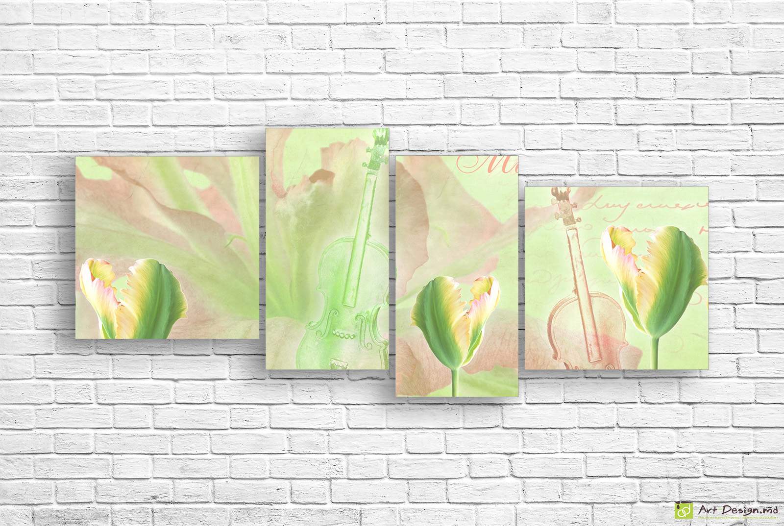 Модульная картина - Зеленые тюльпаны