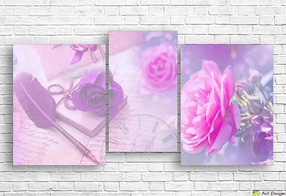 Imagine modulară - Trandafiri pe fundal retro