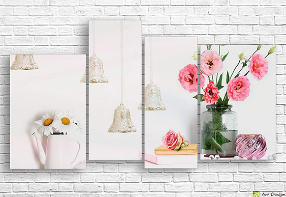 Tablou Multicanvas -Colaj de liliac și lavandă