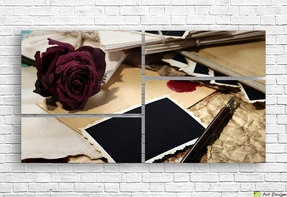 Модульная картина - Старинные письма и лаванда