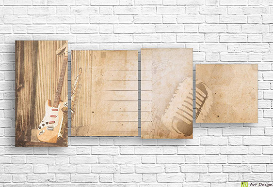 Модульная картина - Розы на ретро фоне_3