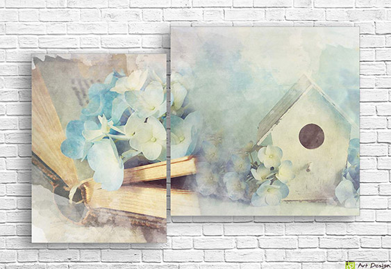 Модульная картина - Розы, книга и кофе