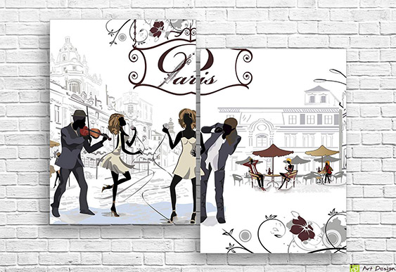 🎻 Tablou modular Jazz pe strazile Parisului