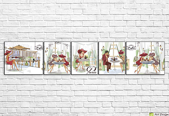 ☕ Tablou modular „Cafenea pariziană”