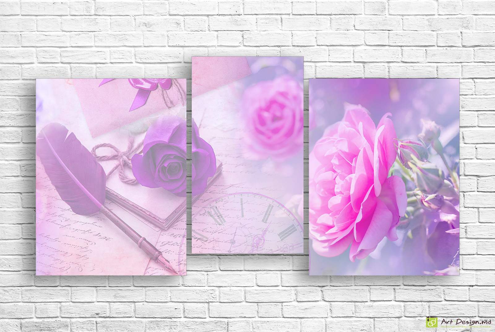 Imagine modulară - Trandafiri pe fundal retro