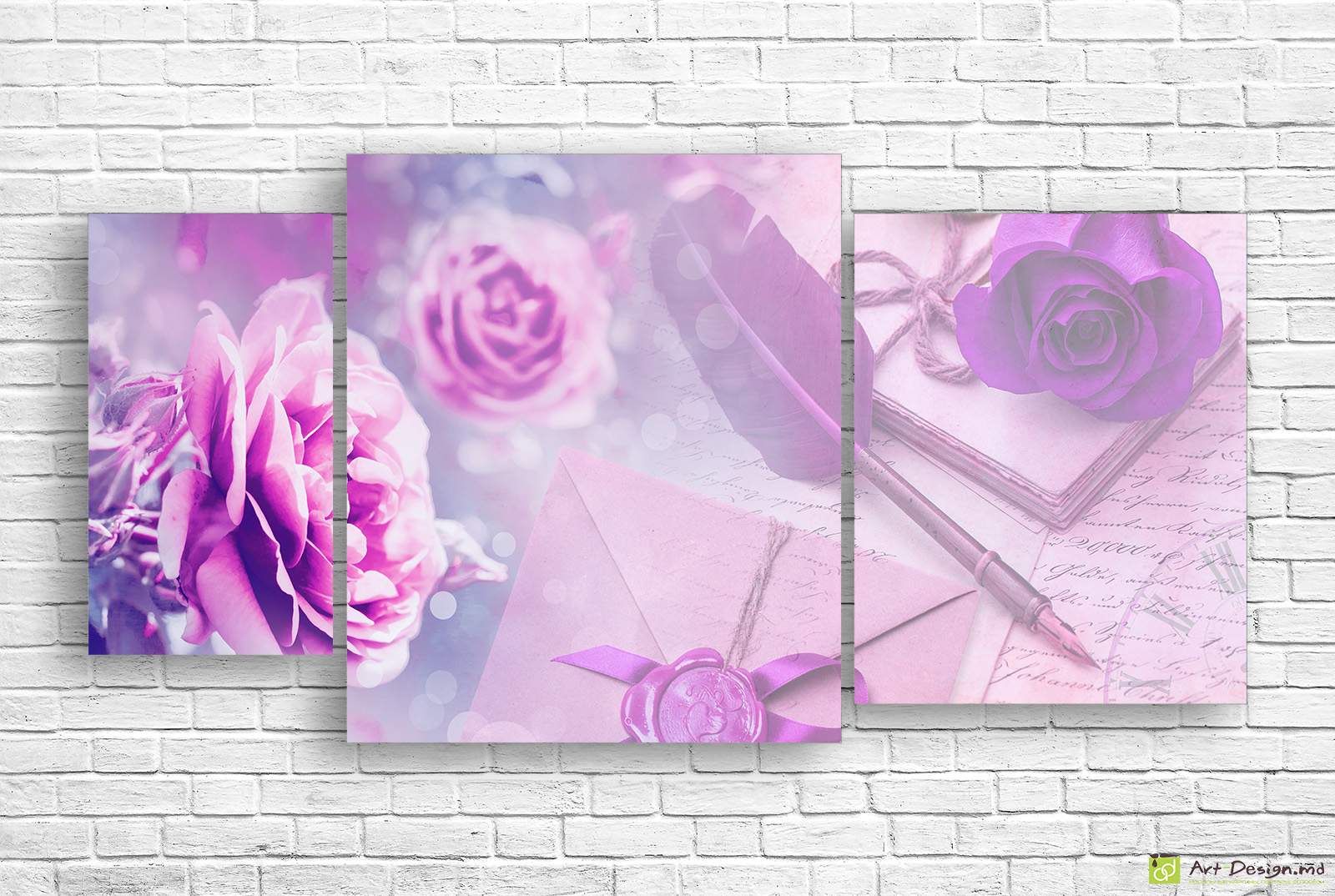 Imagine modulară - Trandafiri pe fundal retro