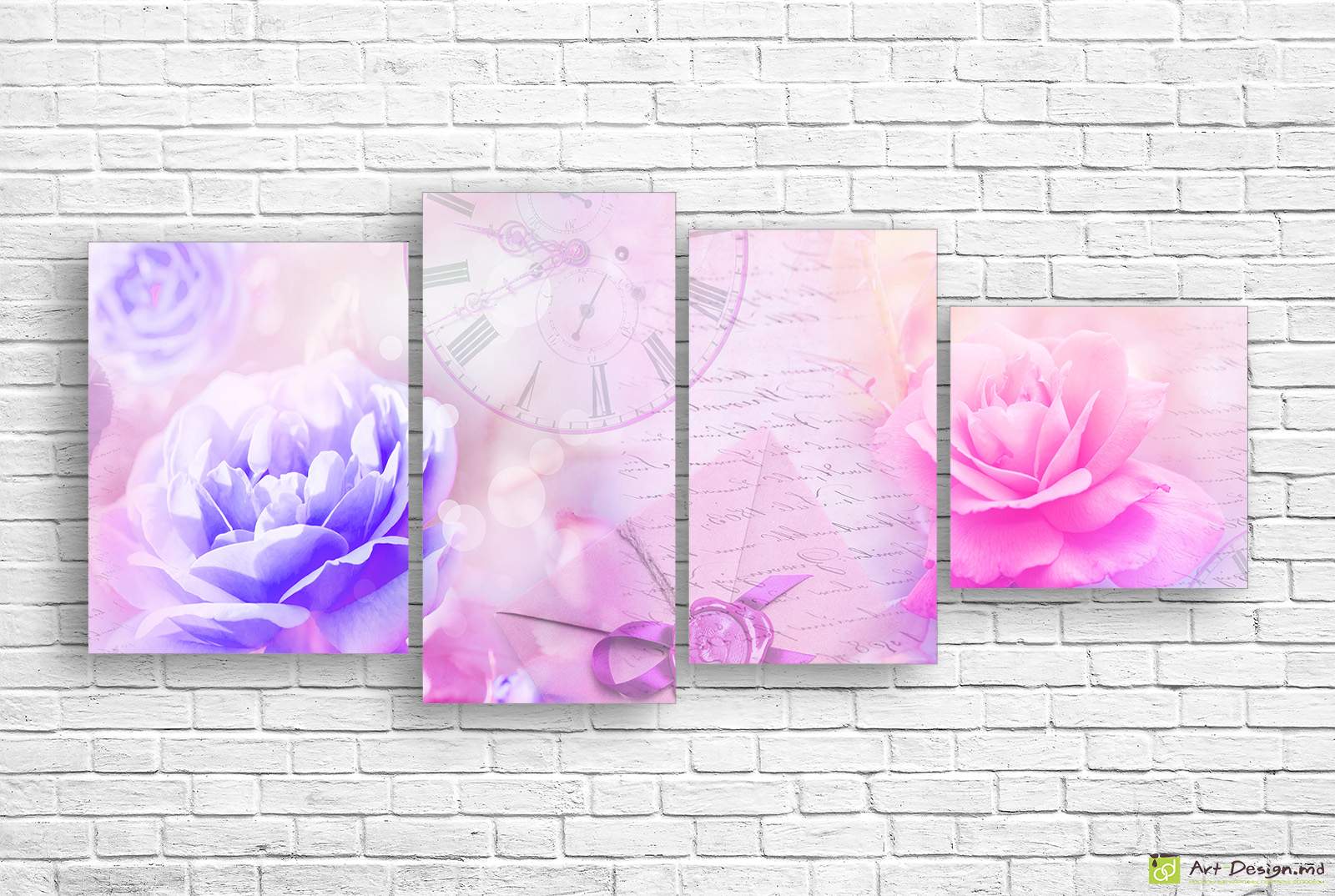 Модульная картина - Розы на ретро фоне_3