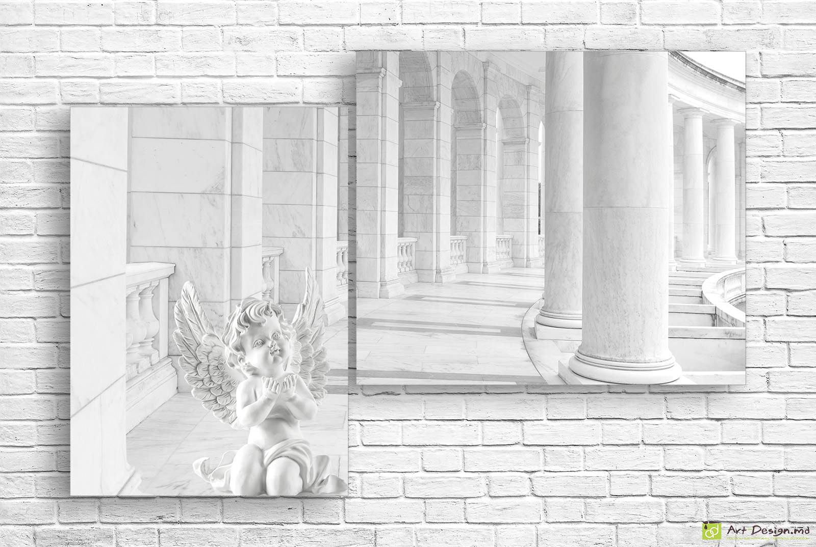 Модульная картина - Ангелочек на фоне колонн