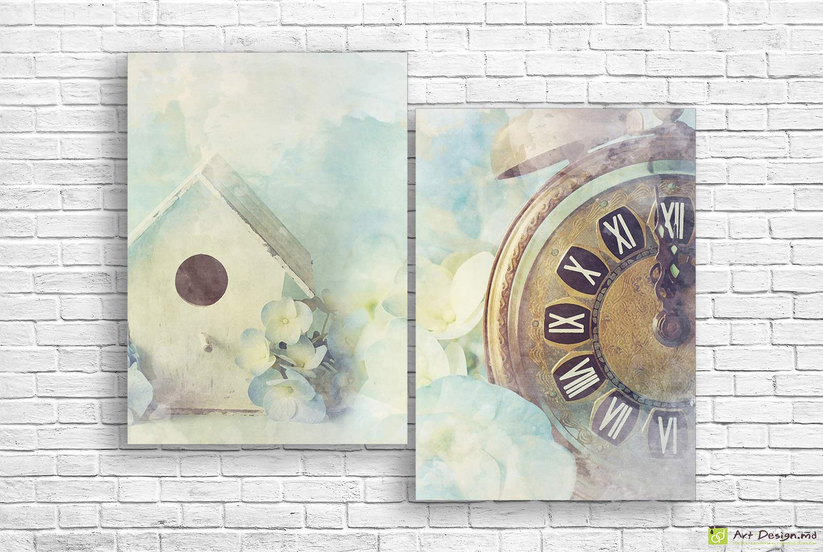 Imagine modulară - Ceas cu alarmă retro pe fundal colorat_2