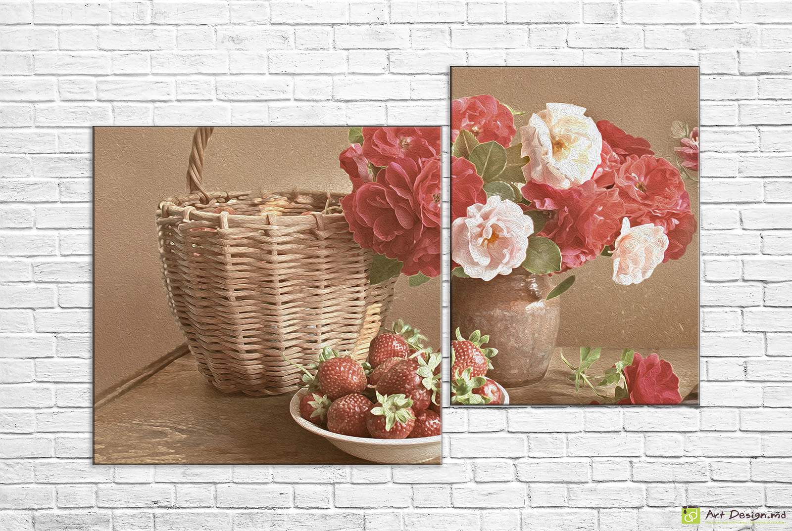 Imagine modulară - Căpșuni și flori