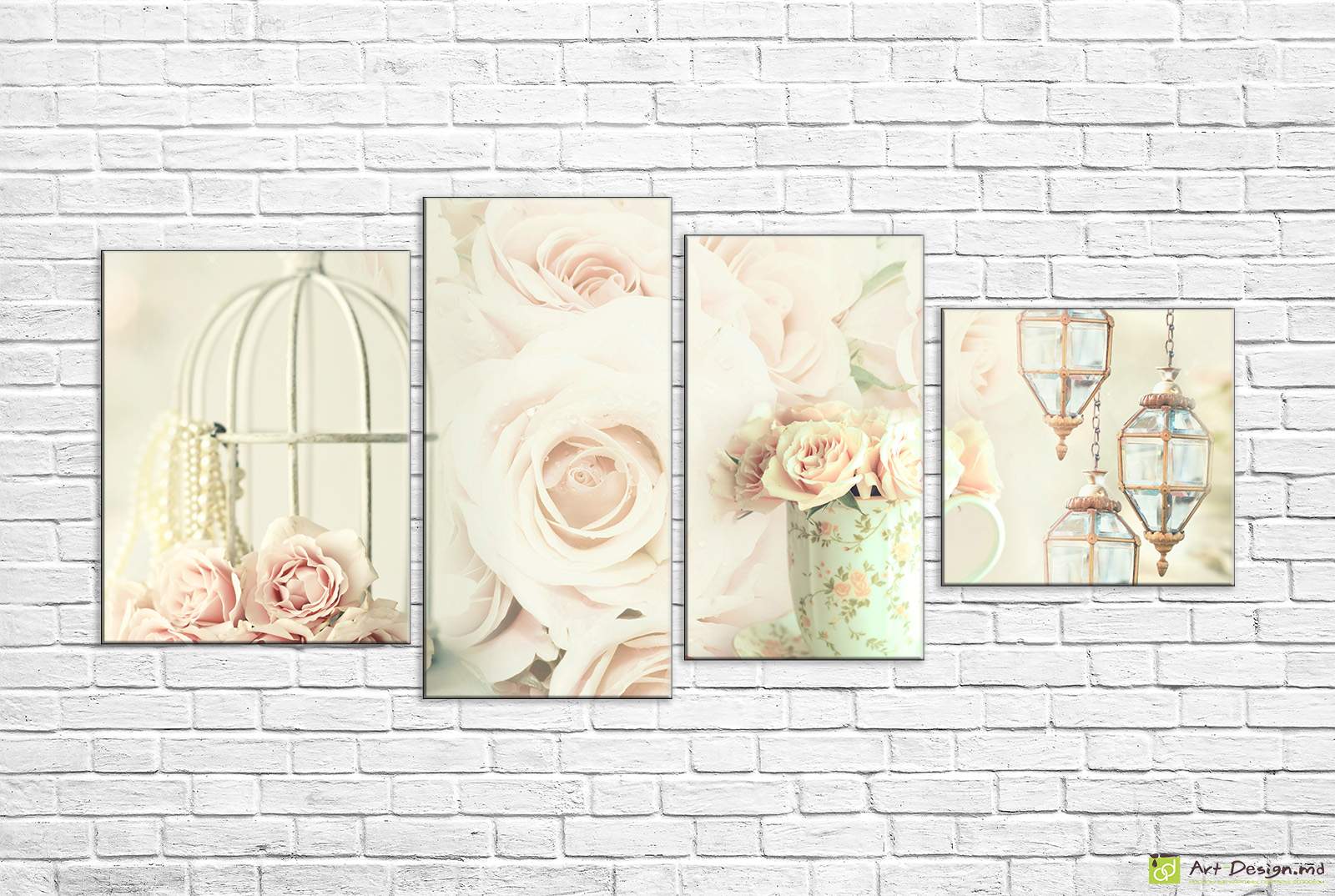 Модульная картина - Красивое ретро в розах