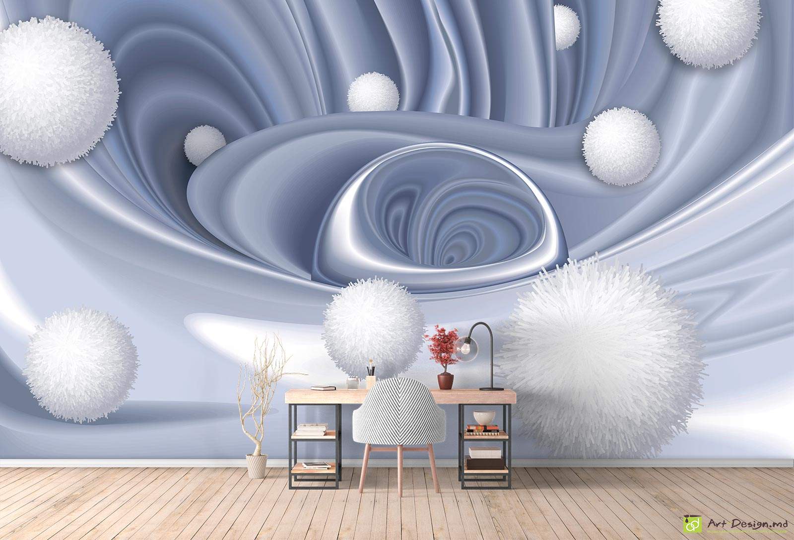 Fototapet la comanda - Fundal abstract și bile albe