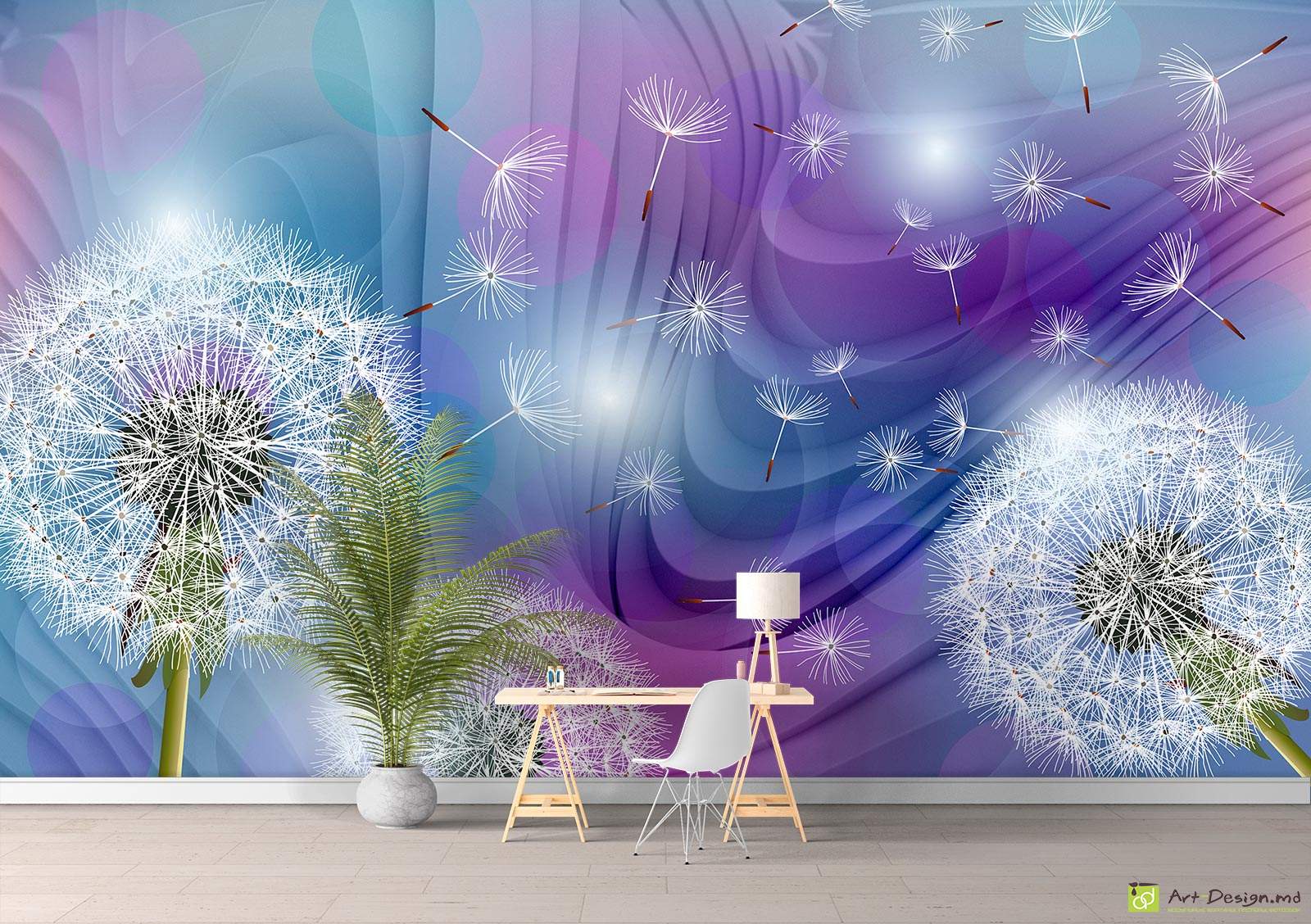 Fototapet la comanda - Fundal abstract și păpădie