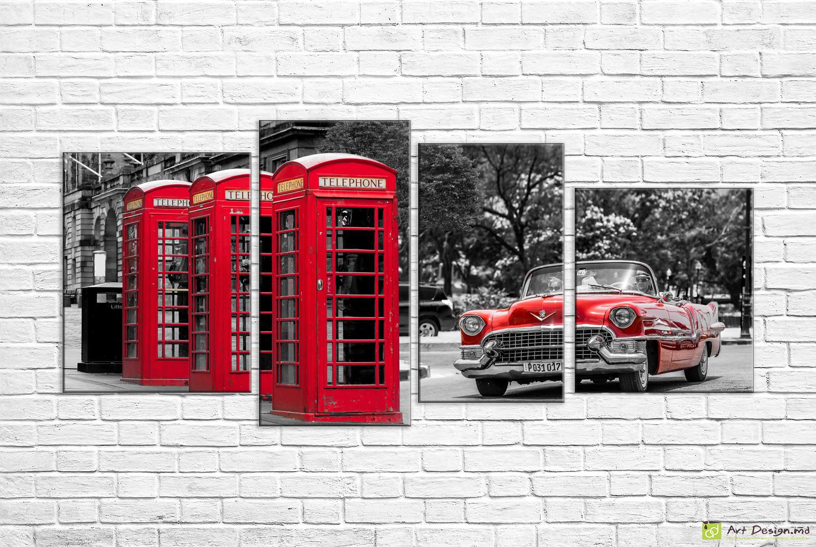 Модульная картина -  Телефонные будки Лондона