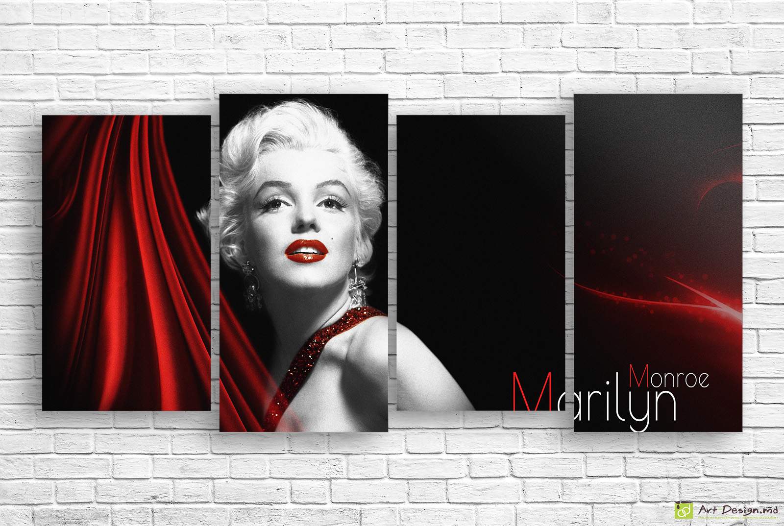 ❤️ Модульная картина Мэрилин Монро в черно-красном стиле