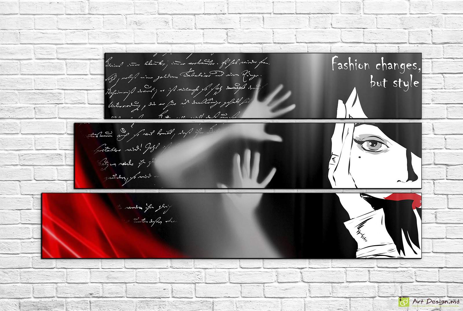 ❤️ Tablou modular Siluetă modernă cu accente roșii