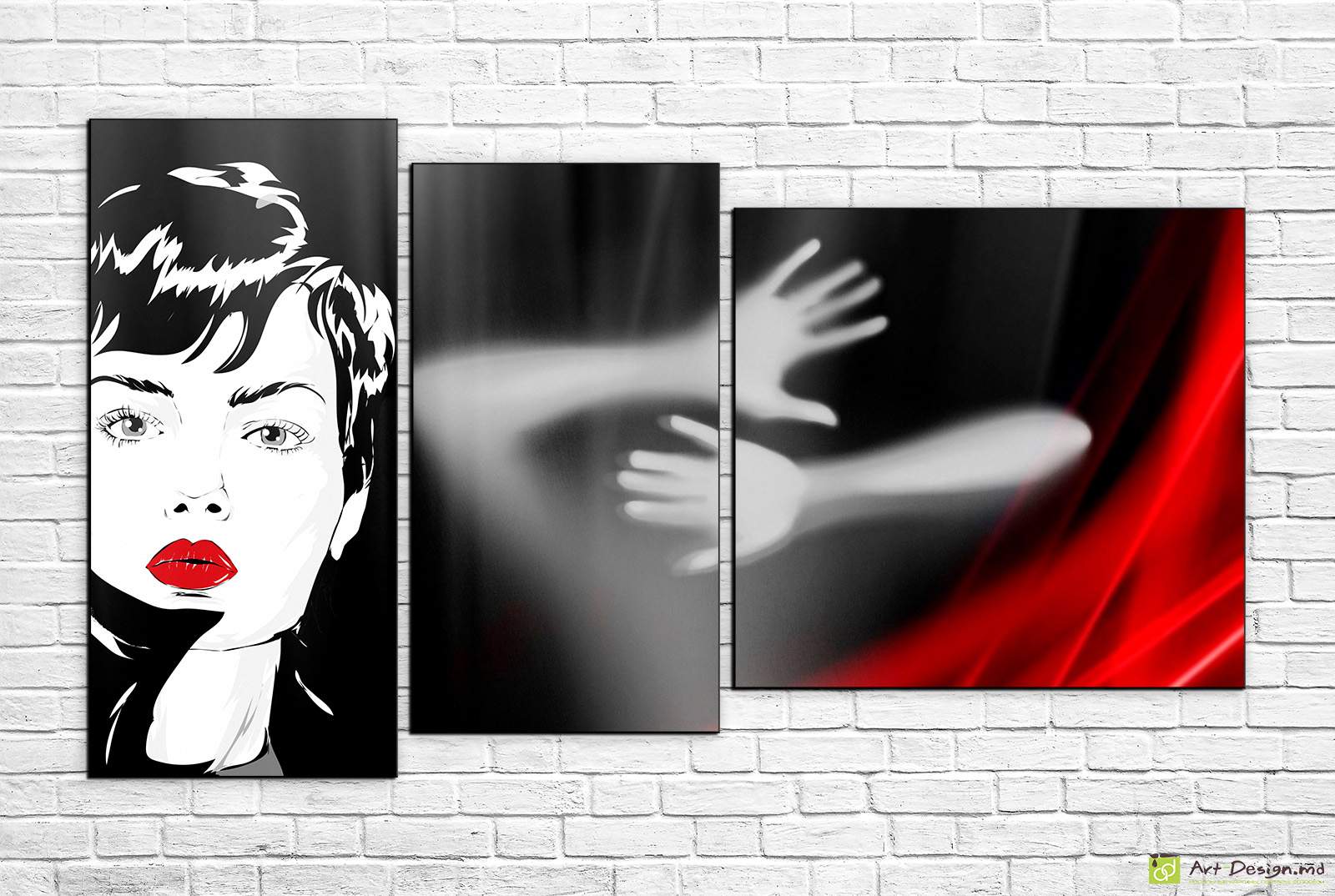 💄 Модульная картина «Женский портрет с красными губами»