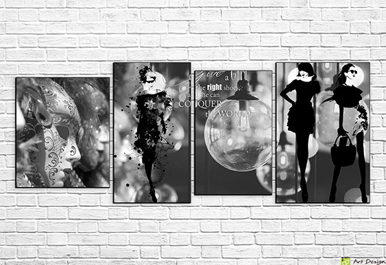 👗 Tablou modular Podium floral pe pagini de jurnal