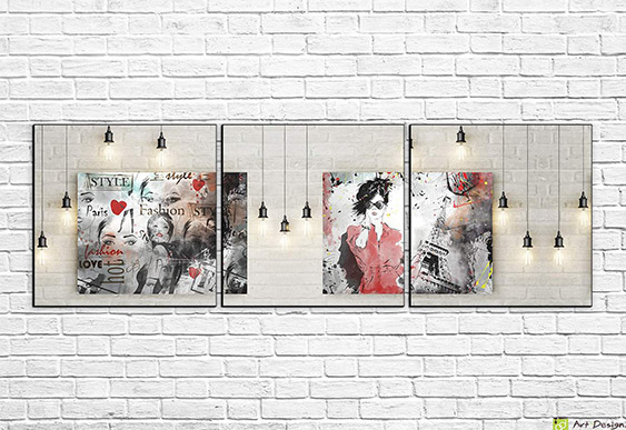 👗 Tablou modular Podium floral pe pagini de jurnal