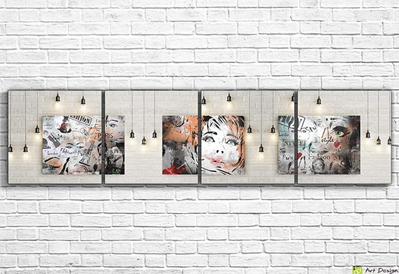 🌇 Модульная картина Девушка в красном платье над городом