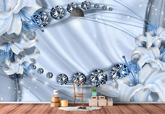 Fototapet la comanda - Crini și diamante pe fundal de mătasă_2