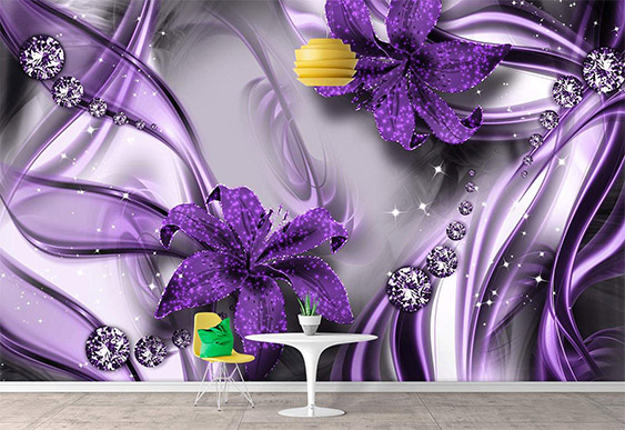 Fototapet la comanda - Crini pe fond abstract_8