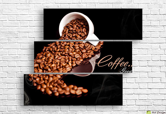 Tablou multicanvas - Cafea și boabe de cafea_2