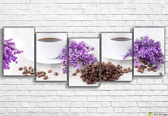 Модульная картина - Кофе и лаванда