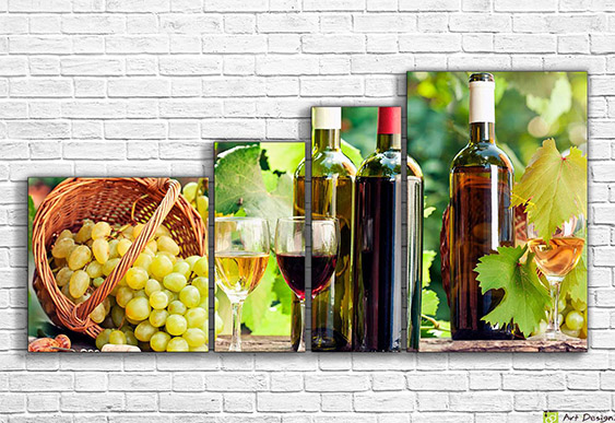 Модульная картина - Розовые розы и нежные макаронс