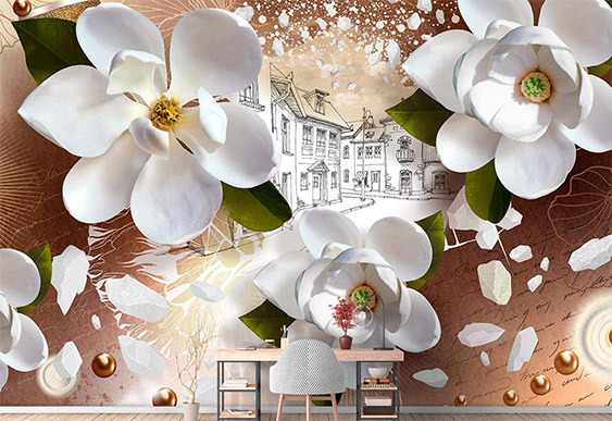 Fototapet la comanda - Flori și bile