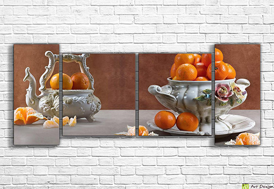 Модульная картина - Китайский зеленый чай и чайник