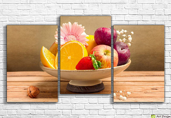 Модульная картина - Фарфоровый чайник и мандарины