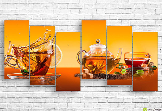 Модульная картина - Черный чай с бергамотом