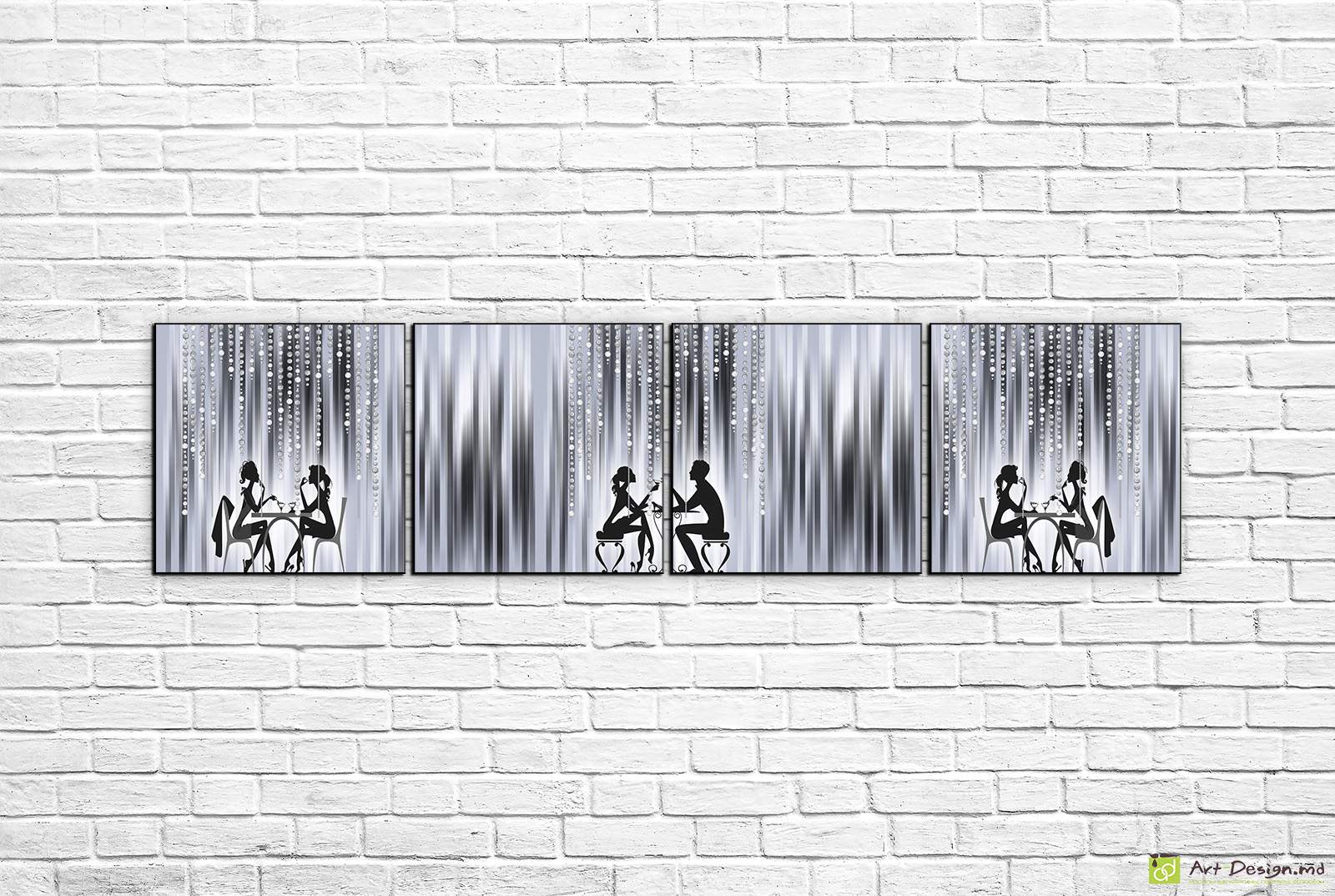 💕 Tablou modular Întâlnire romantică de siluete