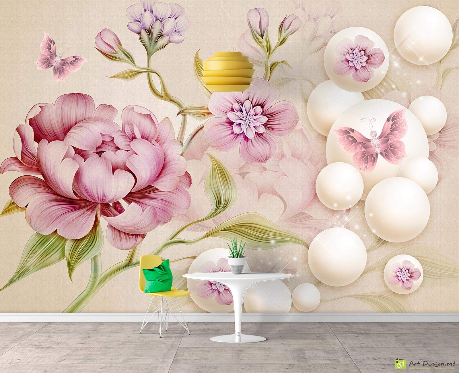 Fototapet la comanda - Flori și bile