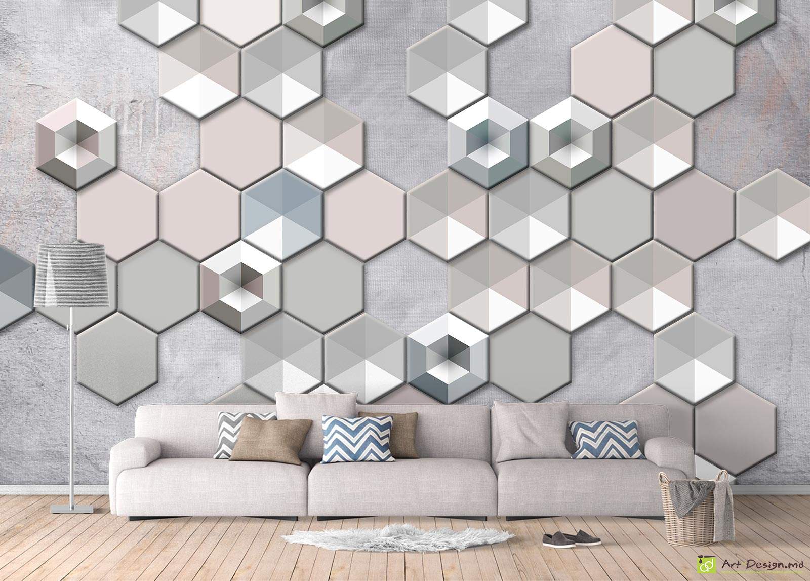 Fototapet cu efect 3D - Hexagoane