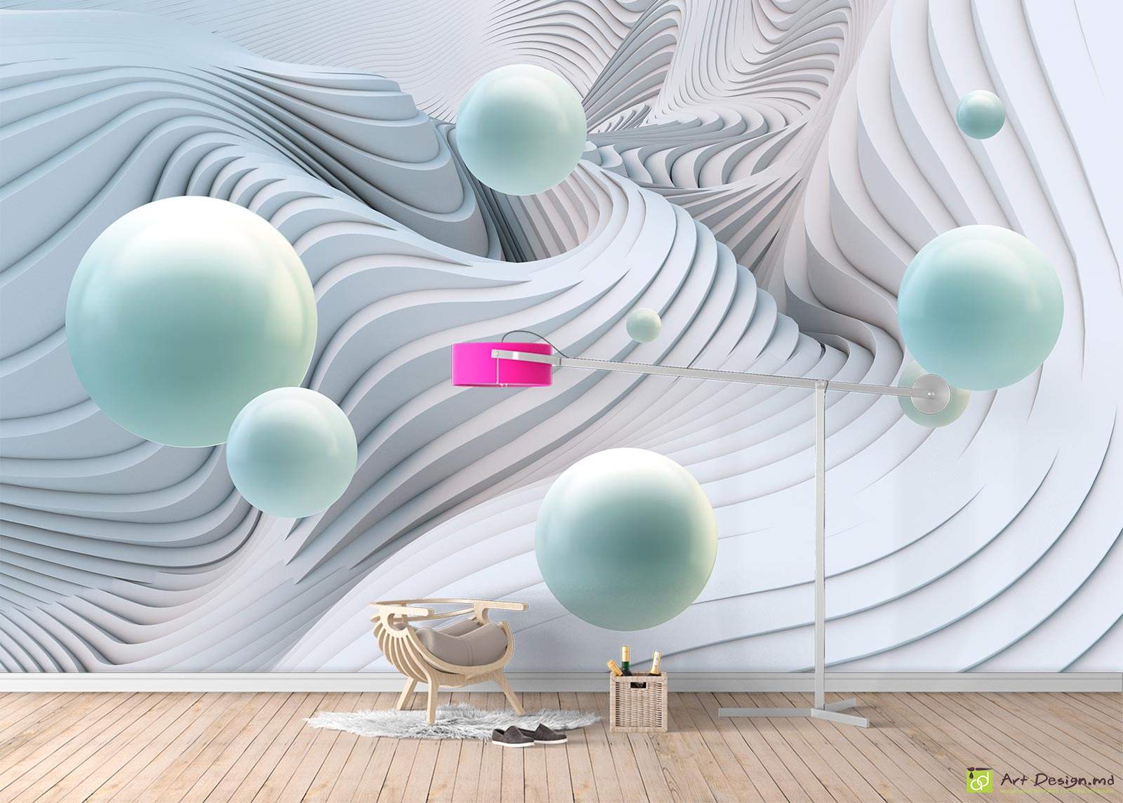 Фотообои с 3D эффектом - Абстрактный фон и 3D Шары_3