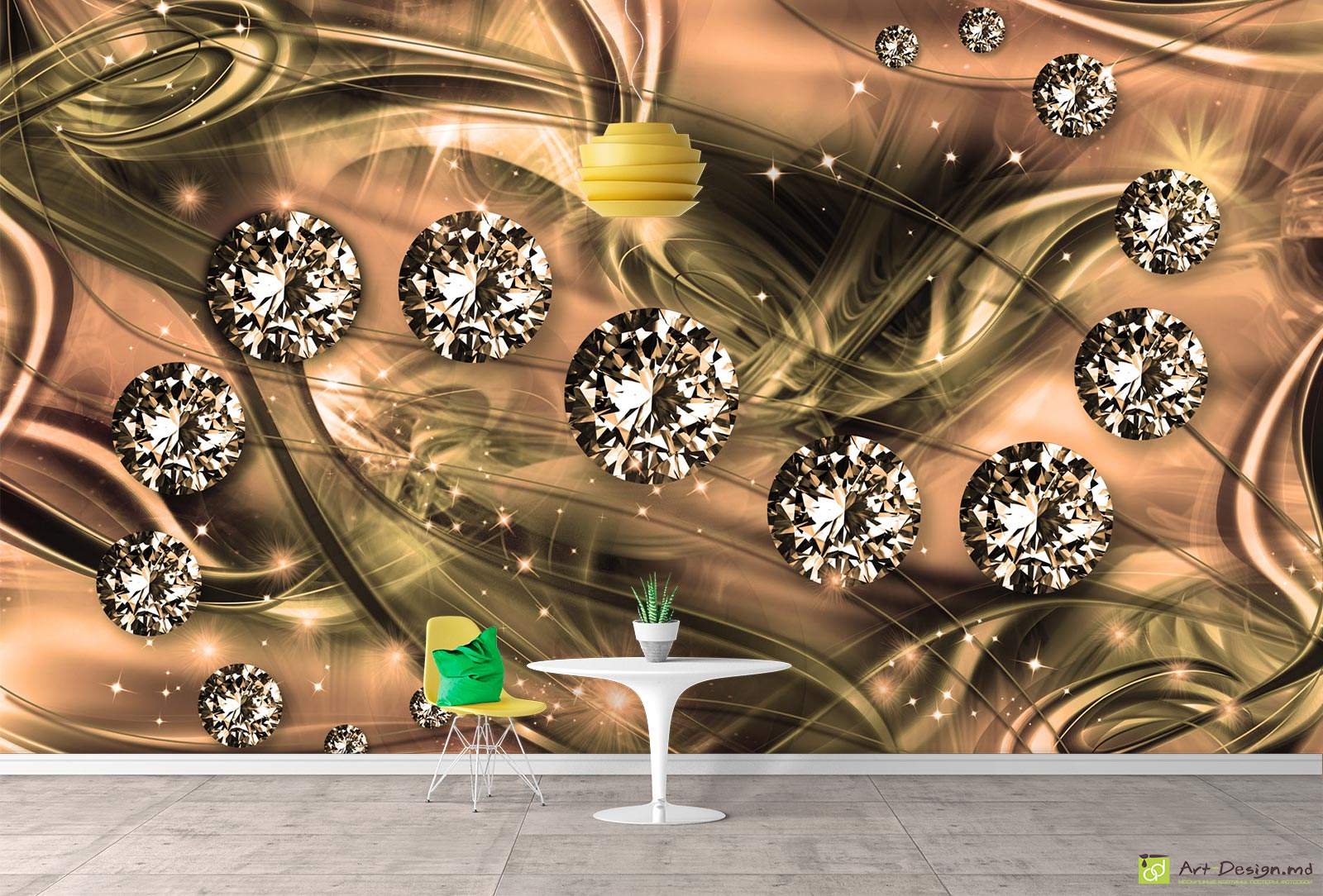 Фотообои на стену - бриллианты и абстрактный фон_3