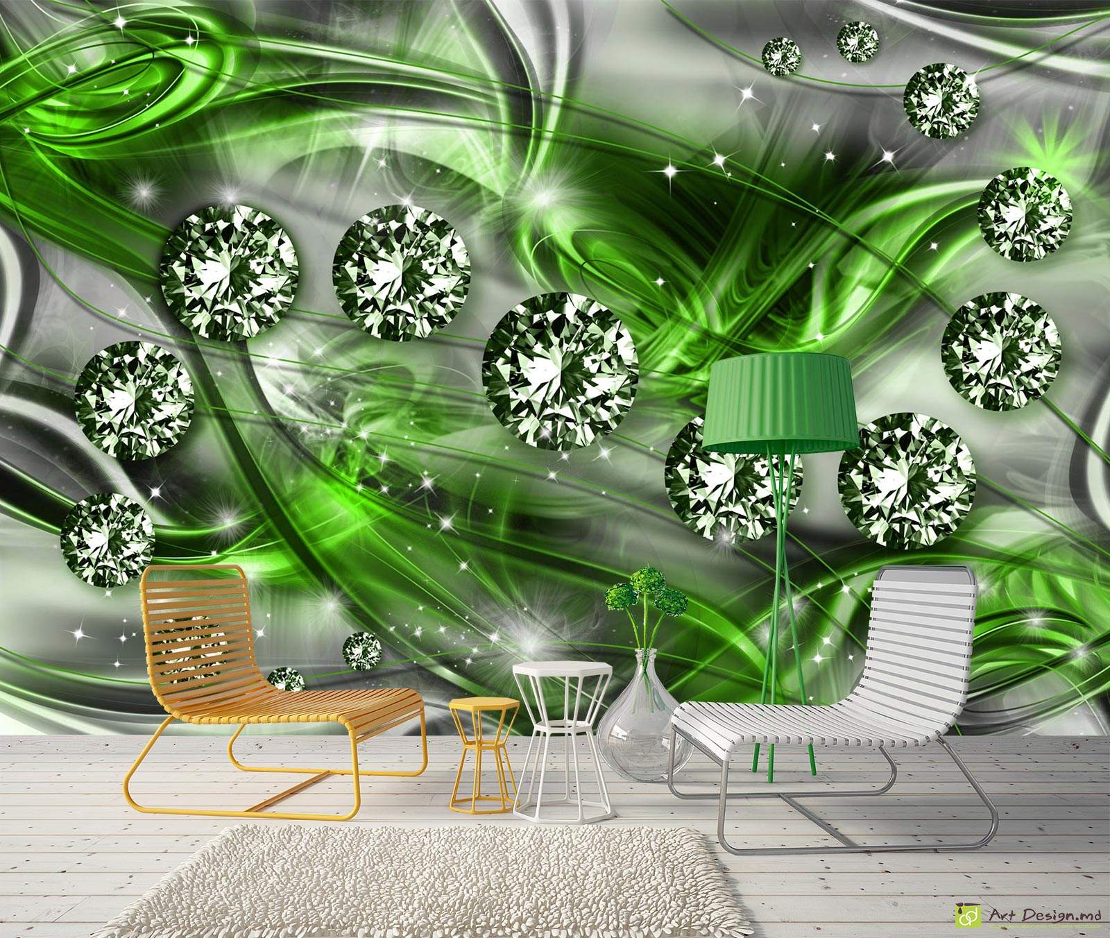 Фотообои на стену - бриллианты и абстрактный фон_4