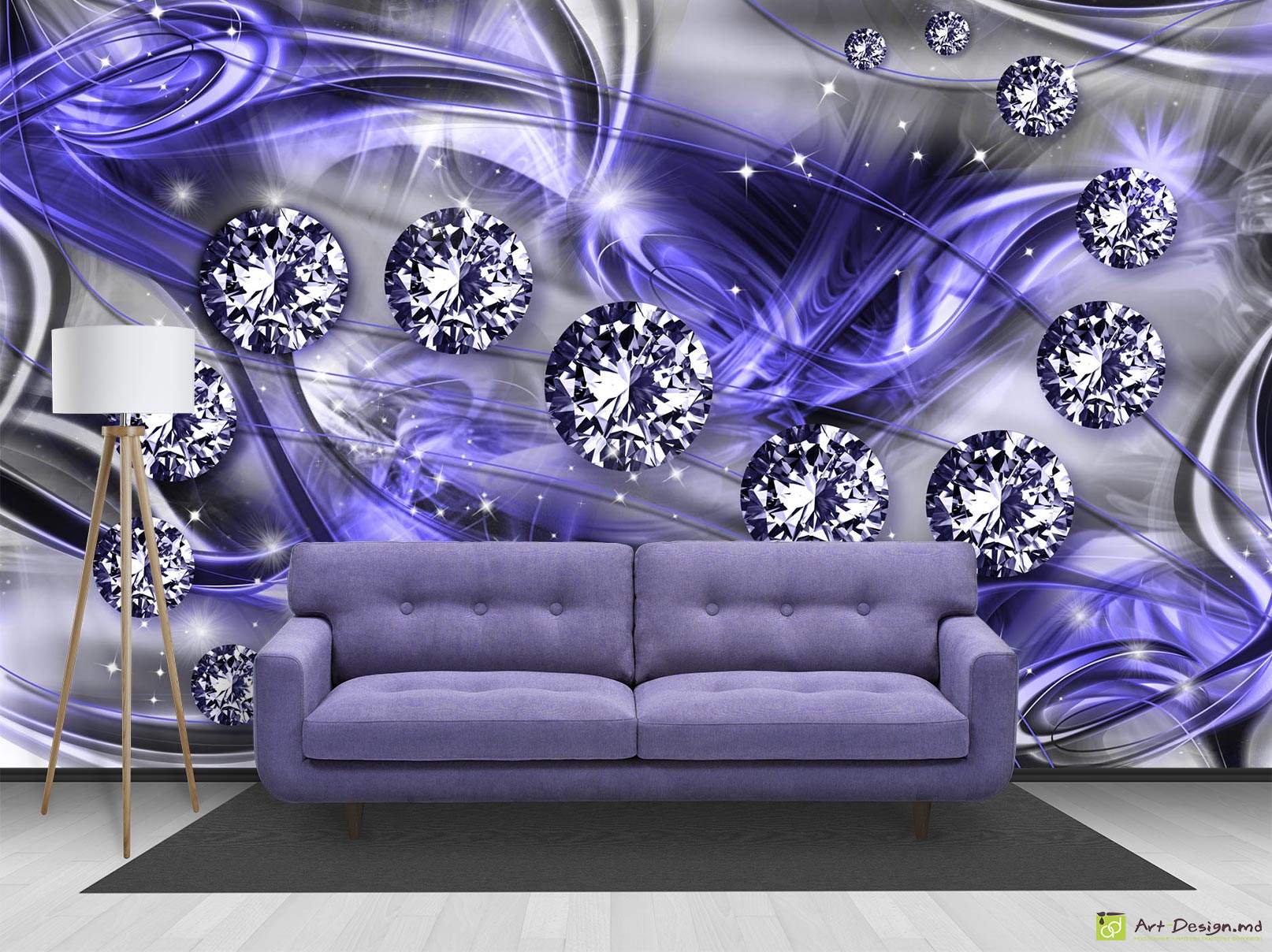 Фотообои на стену - бриллианты и абстрактный фон_5