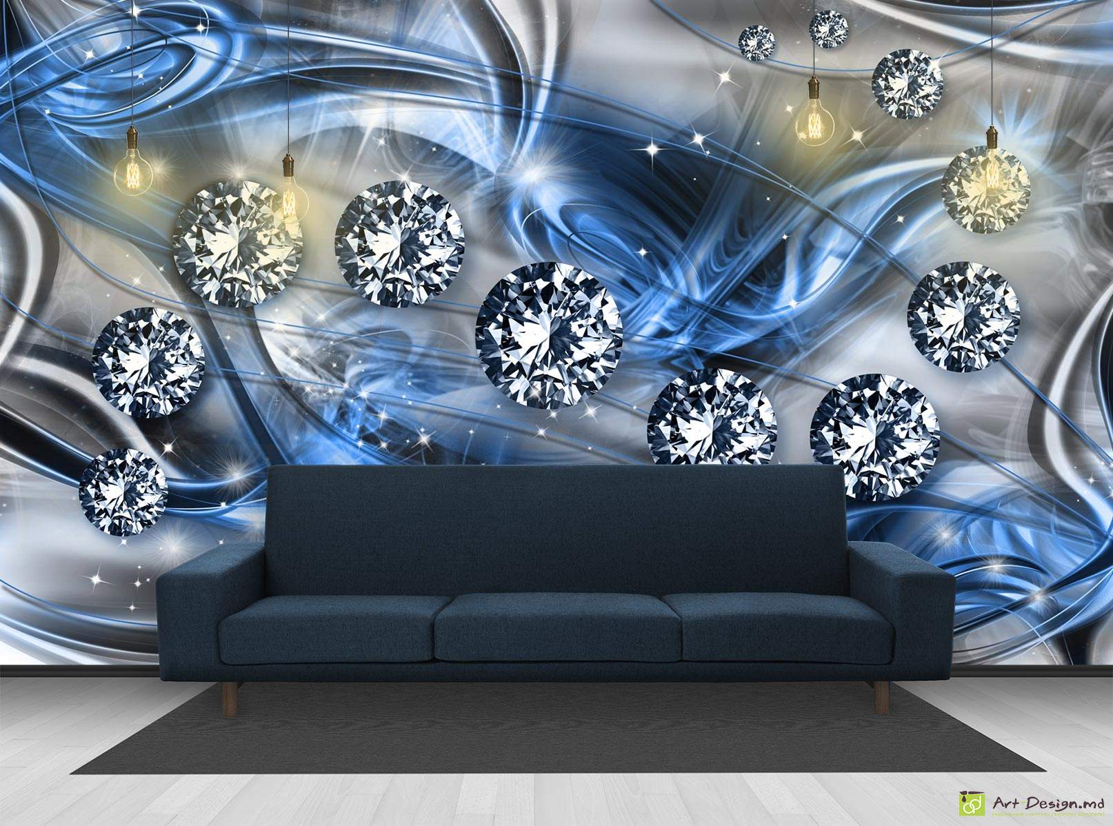 Фотообои на стену - бриллианты и абстрактный фон_6